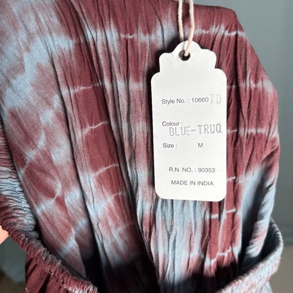 J Gee Bohemian Tie-Dye Crinkled Midi Skirt M Hippie Gypsy Airy Flowy Elastic - Picture 7 of 12